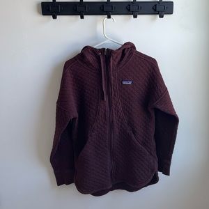 Patagonia organic cotton zip up quilted sweatshirt small maroon